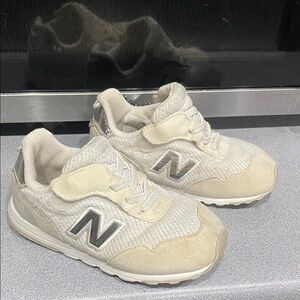 New Balance Kids' Cream and Silver Sneakers